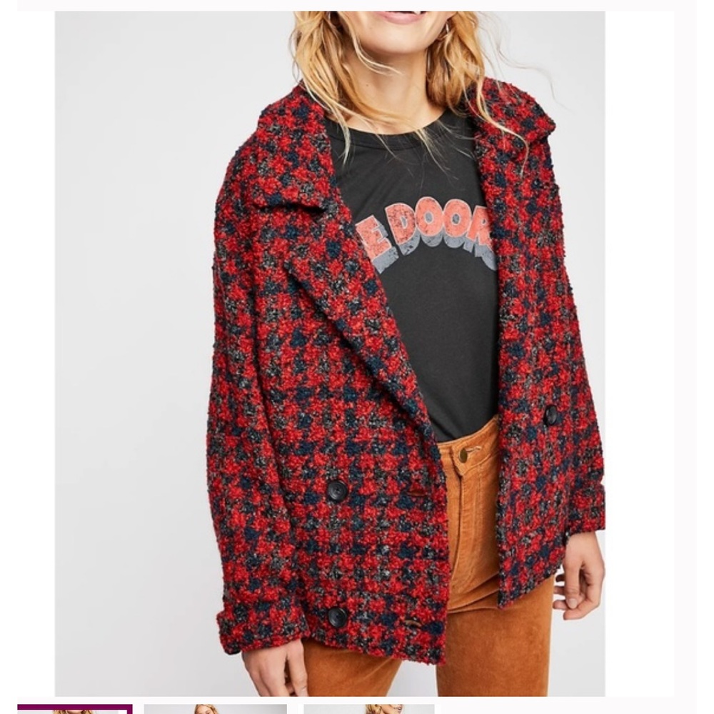 Free People Womens Size Medium Boucle Baby Wool Blend Coat